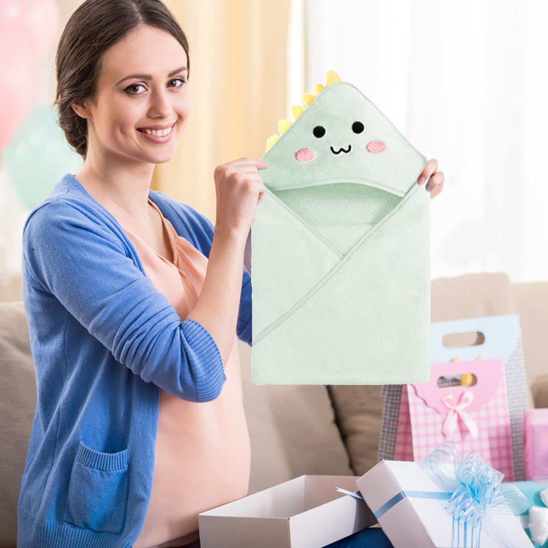 WeddHuis Serviette à Capuche Bébé, Peignoir De Bain En Tissu Éponge, Cape de Bain Bebe Garcon, Cadeau Naissance Garcon, Pour Garçon Et Fille