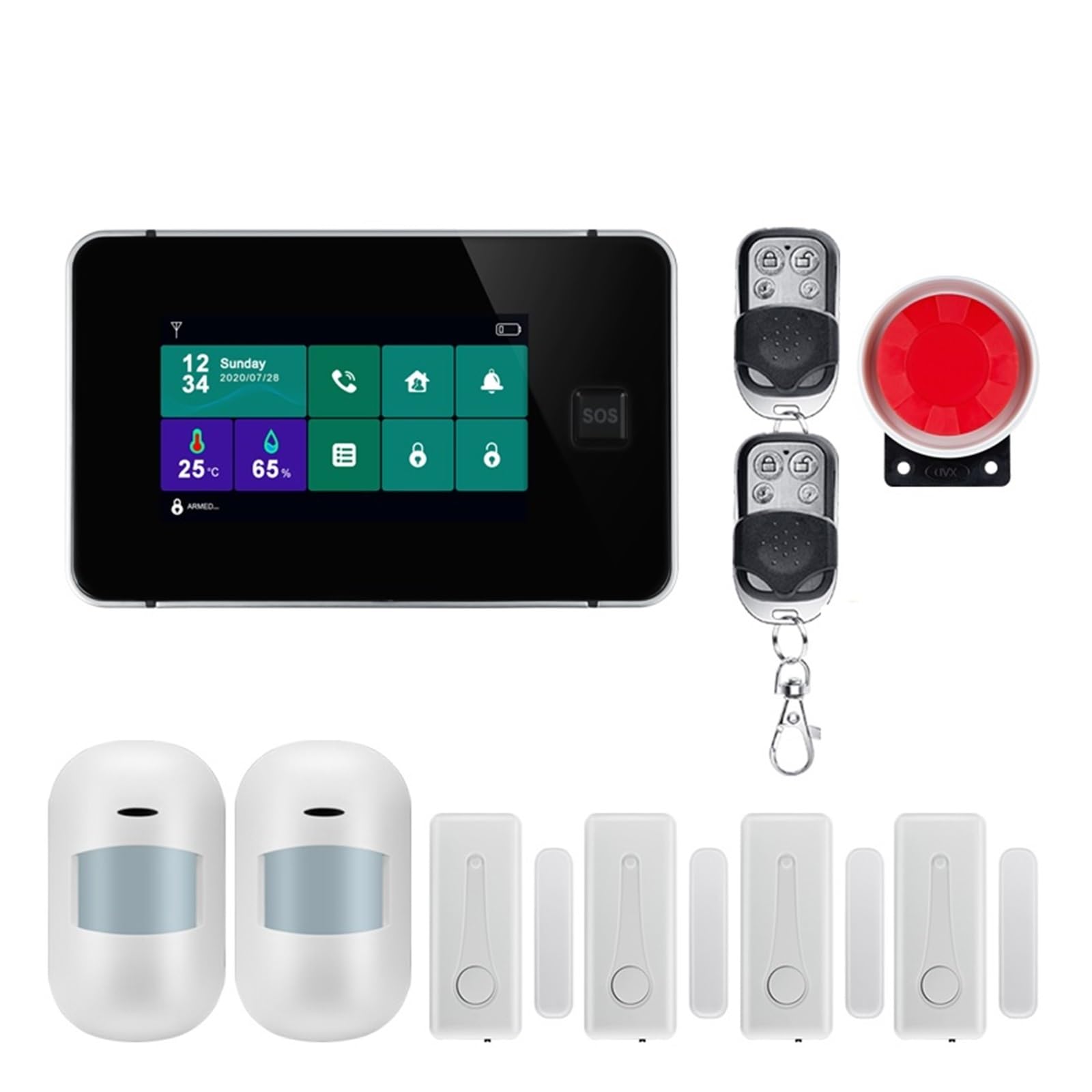 Alarmas para casa, De Alarma Inteligente for protección de Seguridad del hogar, gsm, Kit antirrobo Completamente táctil, aplicación remota móvil, Control RFID, Brazo y desarmado(W8B4)