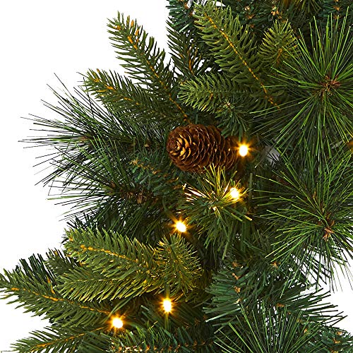 24In. Mixed Pine Artificial Christmas Wreath With 35 Clear Led Lights And Pinecones #TOP3