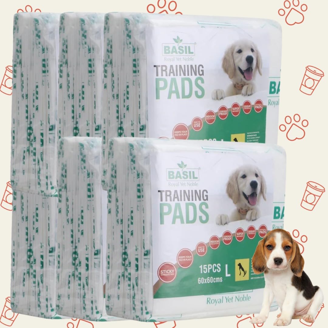 PetaHouse Basil 15 Super Absorbent Training Pee Pads with Leak Proof (Size - Large & 60x60 Cms) for All Pets Dogs, Puppy, Peeing Toilet Trainer Mats, Potty Pads- Pack of 6 (B0CC5GVDN4) Amazon Price History, Amazon Price Tracker
