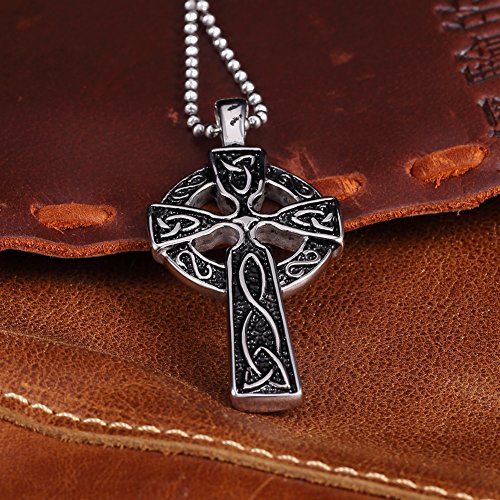 Mokiss Black Vintage Celtic Cross Biker 316L Stainless Steel Pendant Necklace #TOP4