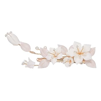 AW BRIDAL Flower Hair Clip for Wedding Hair Comb Barrette Bridal Hair Pieces Wedding Hair Accessories for Women Girls Gold