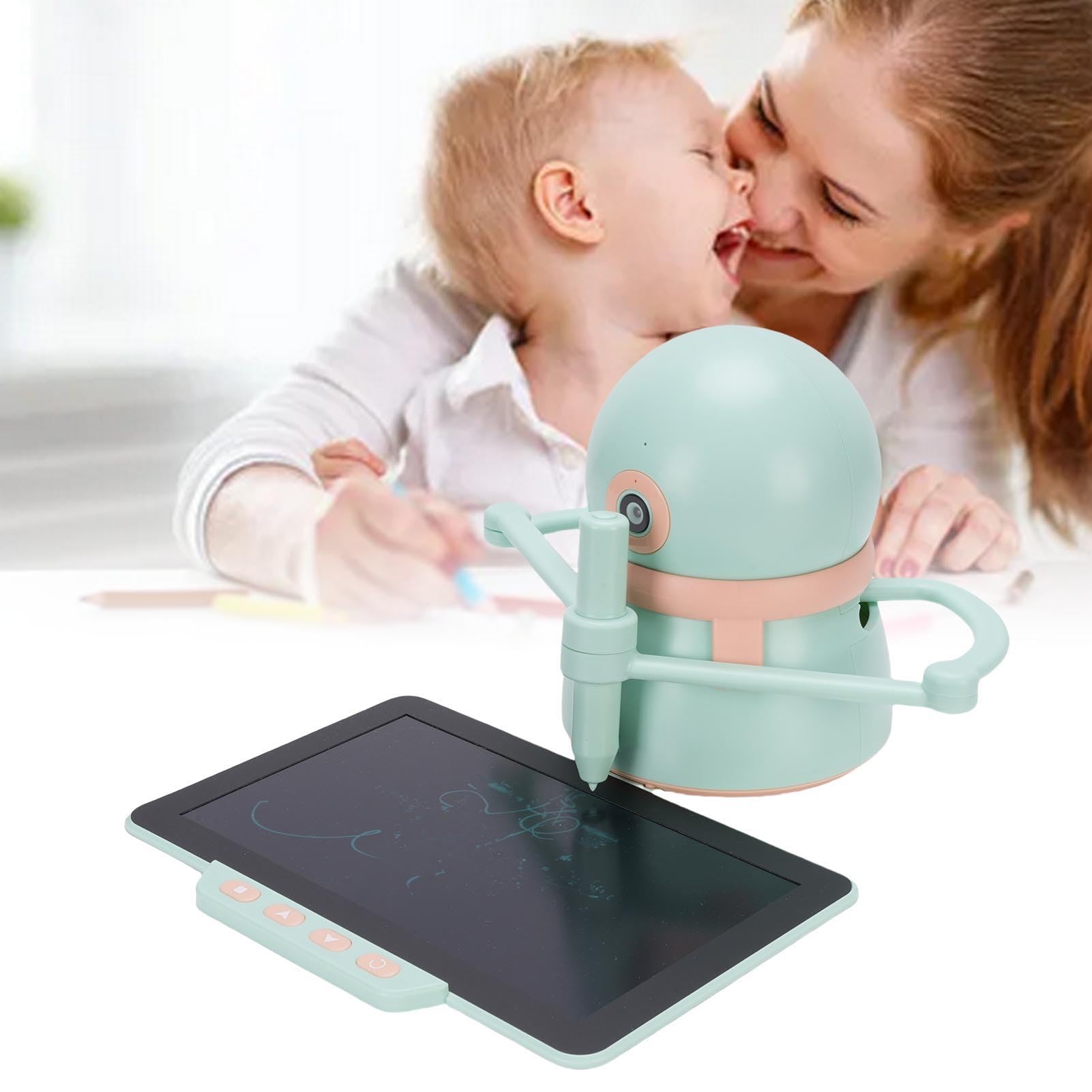 Inteligentny Robot do Rysowania, Edukacyjna Zabawka do Rysowania ABS z tablicą kreślarską i 4 Kartami, Interaktywny Robot Nauki Plastyki dla Dzieci, łatwy w Użyciu ćwiczeń Kreatywnych w Domu