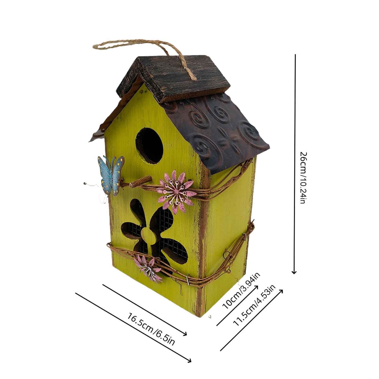 Niedliches aus Holz – dekoratives hängendes Vogelhaus den Außenbereich für Garten, Terrasse und Park (grün)