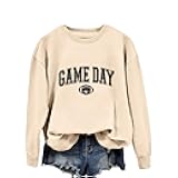 Game Day Sweatshirt Women Football Sweatshirt Football Graphic Pullover Casual Crewneck Long Sleeve Game Day Fan Tops