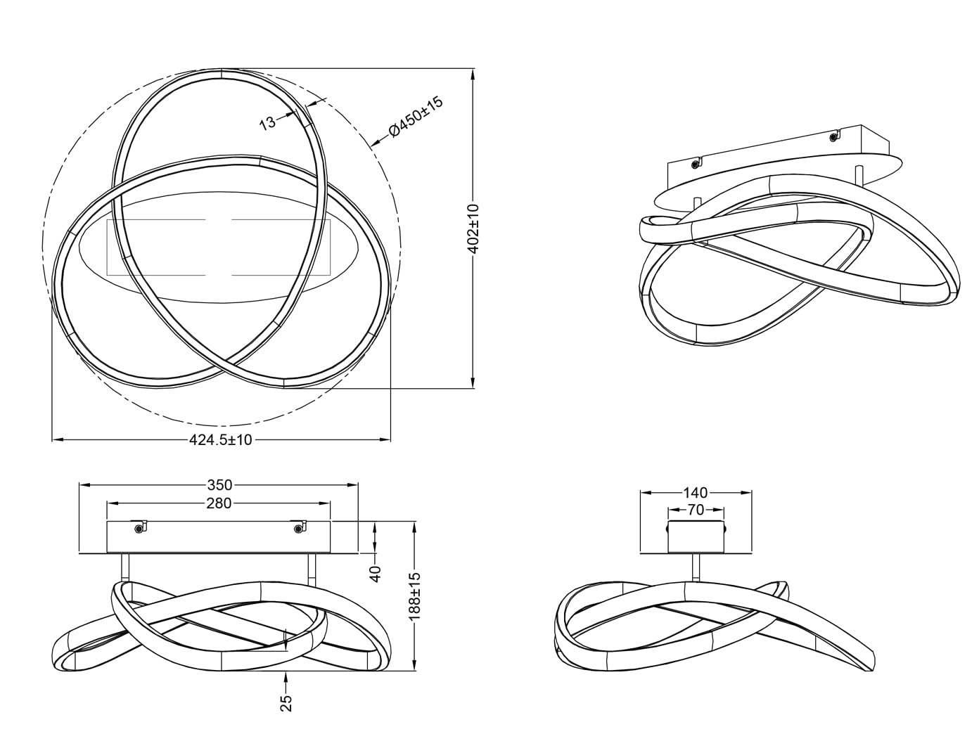 Reality, Lámpara de techo, Course incl. 1xLED