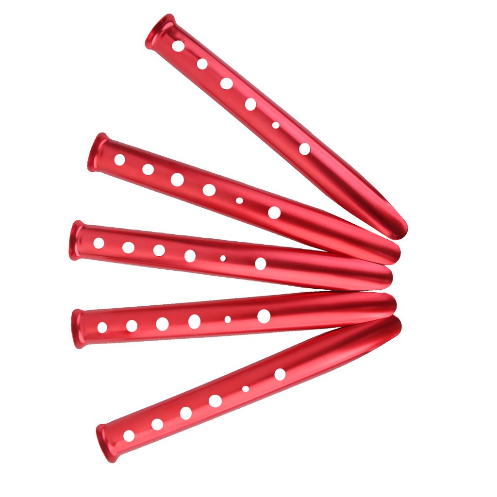 UJEAVETTE 5 x Orange Aluminium Alloy Camping Hiking Trip Tent Pegs Stake Nail 31cm-image-42