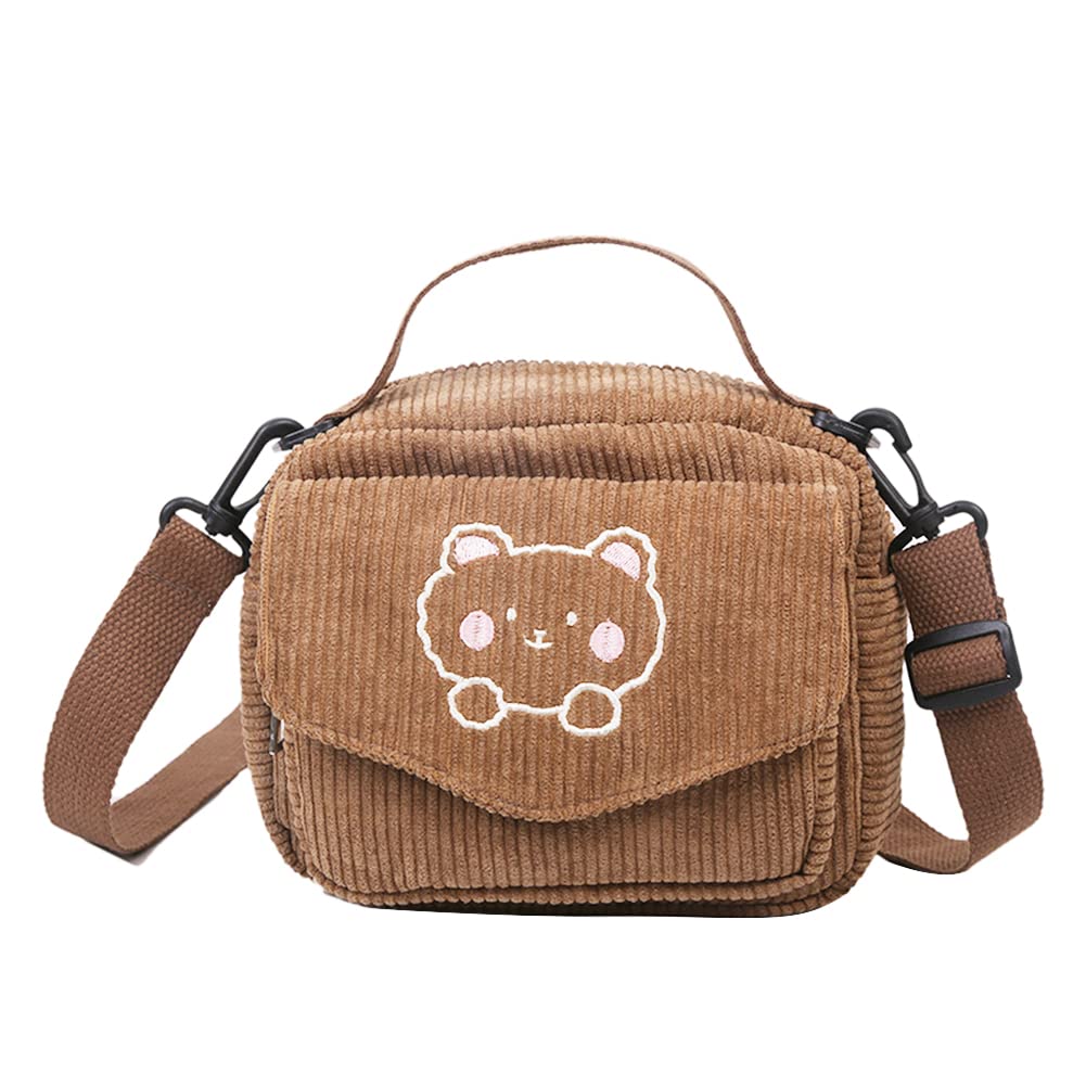 Sac à Bandoulière Kawaii En Toile Avec Épingles Et Pendentif Ours - Sac Multi-Poches Adorable Pour Filles Et Ados