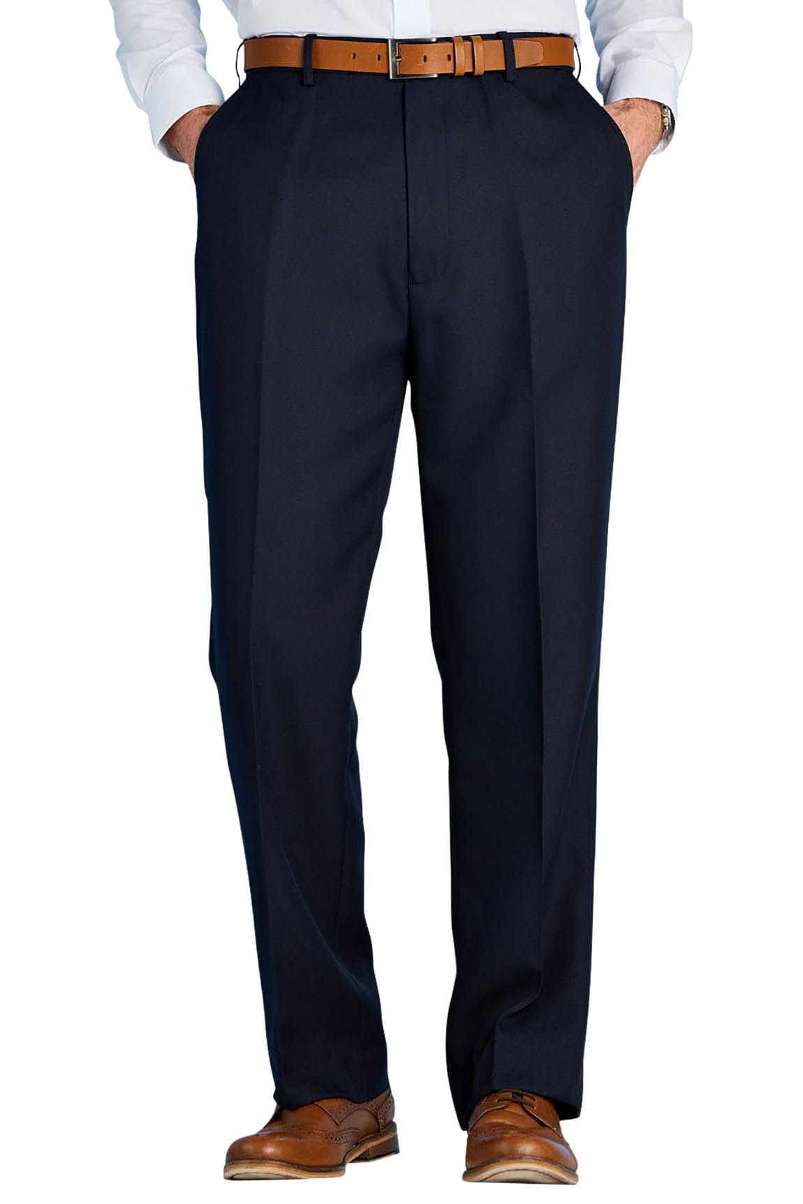 Chums Men's Navy Smart Casual Formal Trousers With Hidden Elasticated Waist In | : 48R