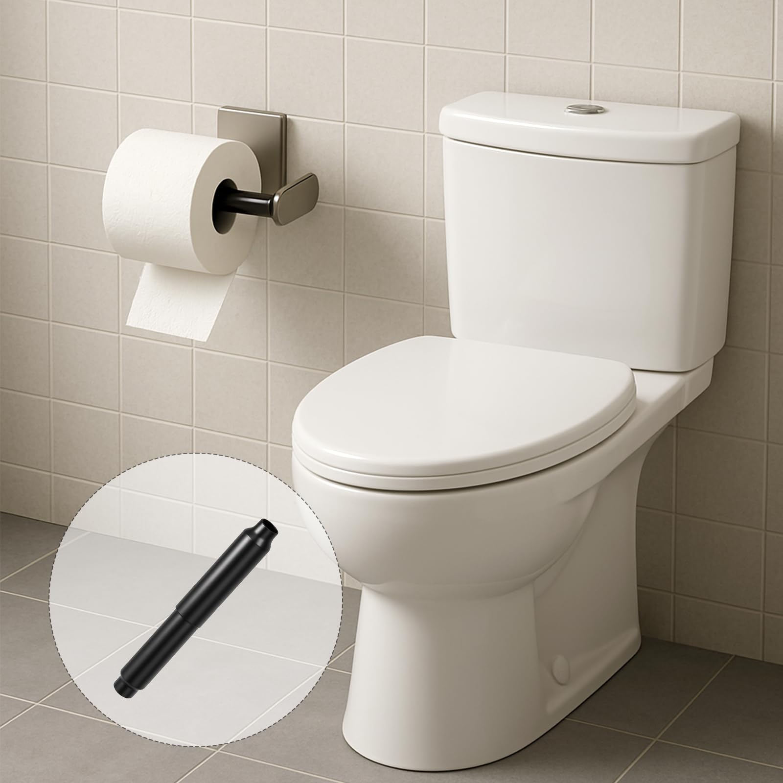 Toilet Paper Roll Holder Replacement Stainless Steel Toilet Paper Holder Spring Rod Spring Loaded Black — Amazon image 5