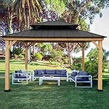EAGLE PEAK 13 x 15 ft. Outdoor Cedar Framed Hardtop Gazebo, Galvanized Steel Double Roof Gazebo...