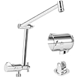 Matework 16 Inch Adjustable Shower Extension Arm with Diverter, G1/2 Universal Thread Rain Shower Head Extension Arm, Shower Extender with Lock Joints, Polished Chrome Flexible Height & Angle