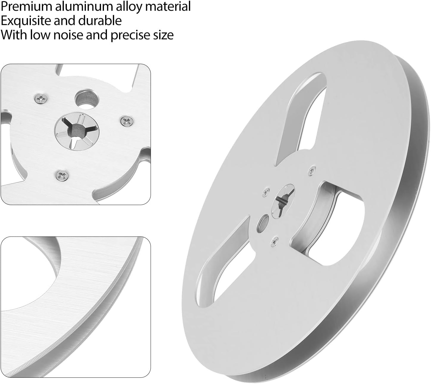 Reel to Reel Tape, 3 Holes Aluminum Alloy 1/4 in Tape Reel Replacement, 7 in Long Play Recording Tape Compatible with 1/4 Inch TEAC (Silver)