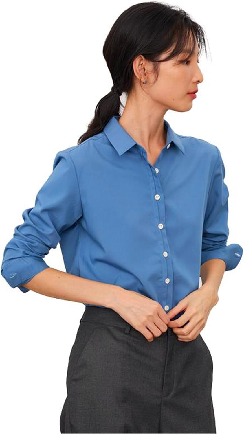 MAFSMJP Womens Boutton Down Shirt Long Sleeve Workwear Interview Commute Shirt for Lady