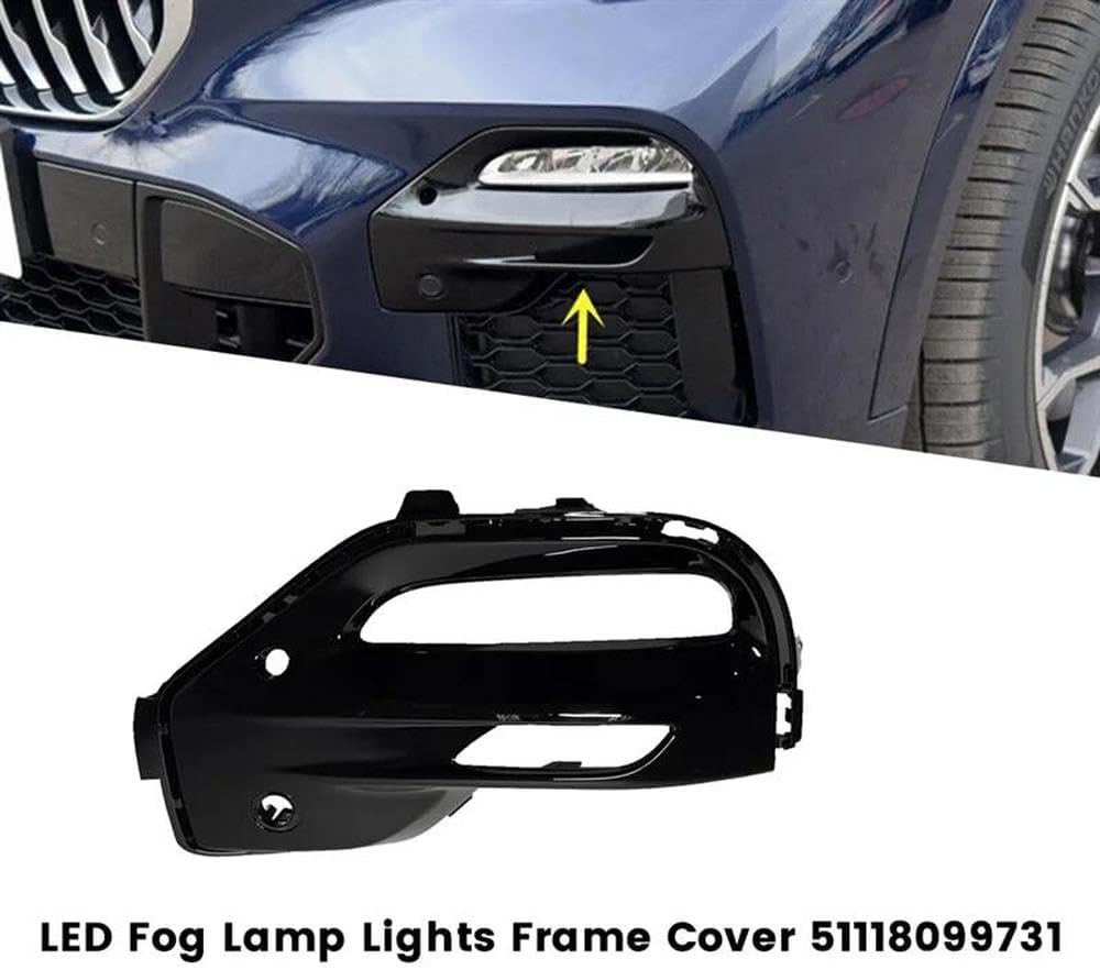 Vehicle Grille Cover Bumper Fog Light Cover 51118099731 For BMW X5 G05 Sport 2018-2022 Driving Fog Lamp Frame Replacement Parts 1 Pair(Right)