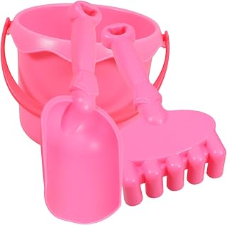 3piezas Kit De Herramientas De Jardinería para Niño Niña Cubo De Playa y Pala De Arena Accesorios De Verano para Diversión La Playa Color Rosa