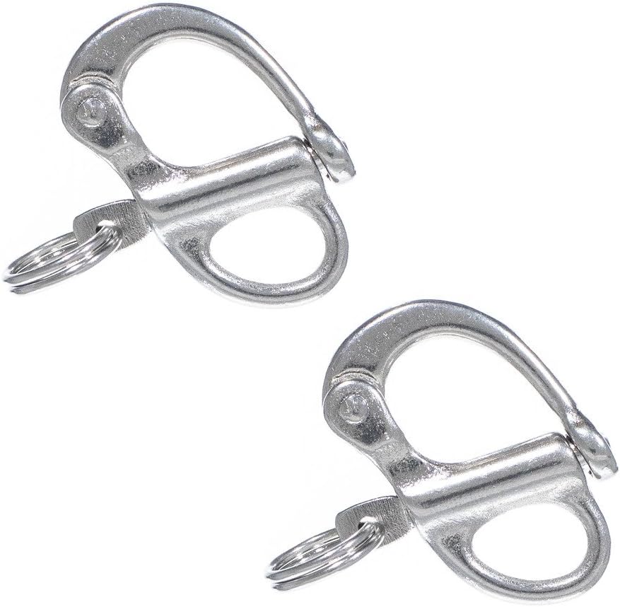 Paracord Planet 2 Piece 33mm Durable Stainless Steel Fixed Bail Quick Release Snap Shackle for Kayak Sailboat Yacht Sailing Hardware