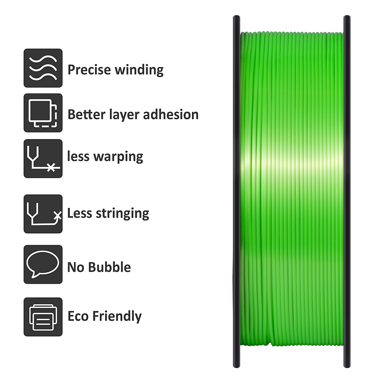GIANTARM Filamento PLA 1.75mm Silk Verde, Stampante 3D PLA Filamento 1kg Spool