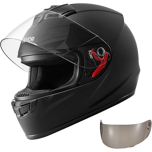 VEVOR Full Face Motorcycle Helmets, Adult Motocross Dirt Bike Helmet with Clear Visor, Lightweight Comfortable Motorcycle Street Bike Helmet for Men and Women - DOT Approved (M Size)
