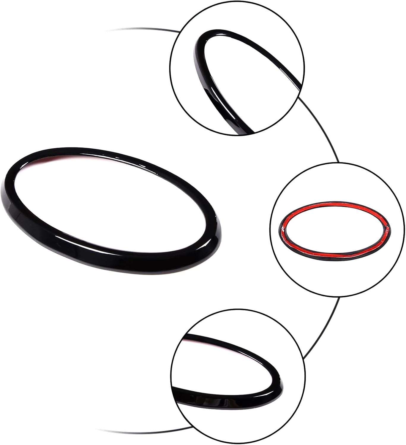 Front Rear Logo Emblems Trim Ring Cover Compatible with Subaru BRZ 2022-2025 Car Logo Trim Cover Ring ，Front Grille Rear Tailgate Emblem Surrounding Ring Decoration (Piano Black (Front))