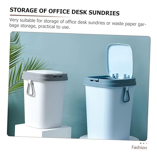 Miniatura 6 de Papelera para automóvil, papelera para el hogar, con tapa, color gris claro con tapa, papelera de oficina de polipropileno