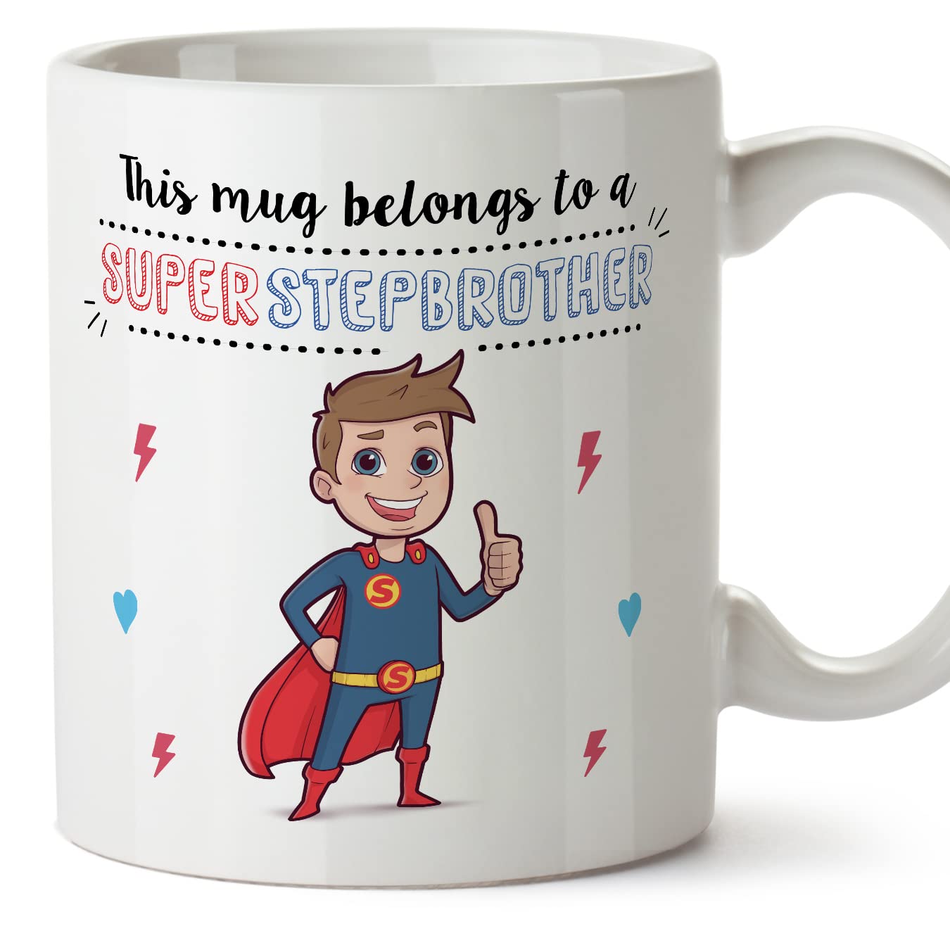MUGFFINS Stepbrother Mug - in English - Super Family - Funny Gift - Ceramic 11oz Mug