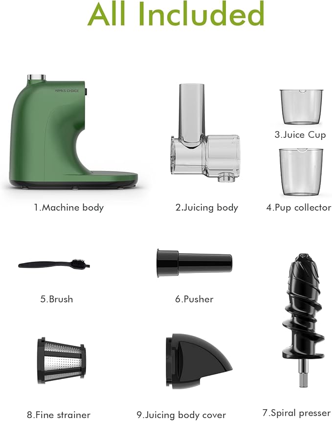 Extractor de Jugos Prensado en Frío, Capacidad 1000ml, 150W, 120V, Verde Claro miniatura 8