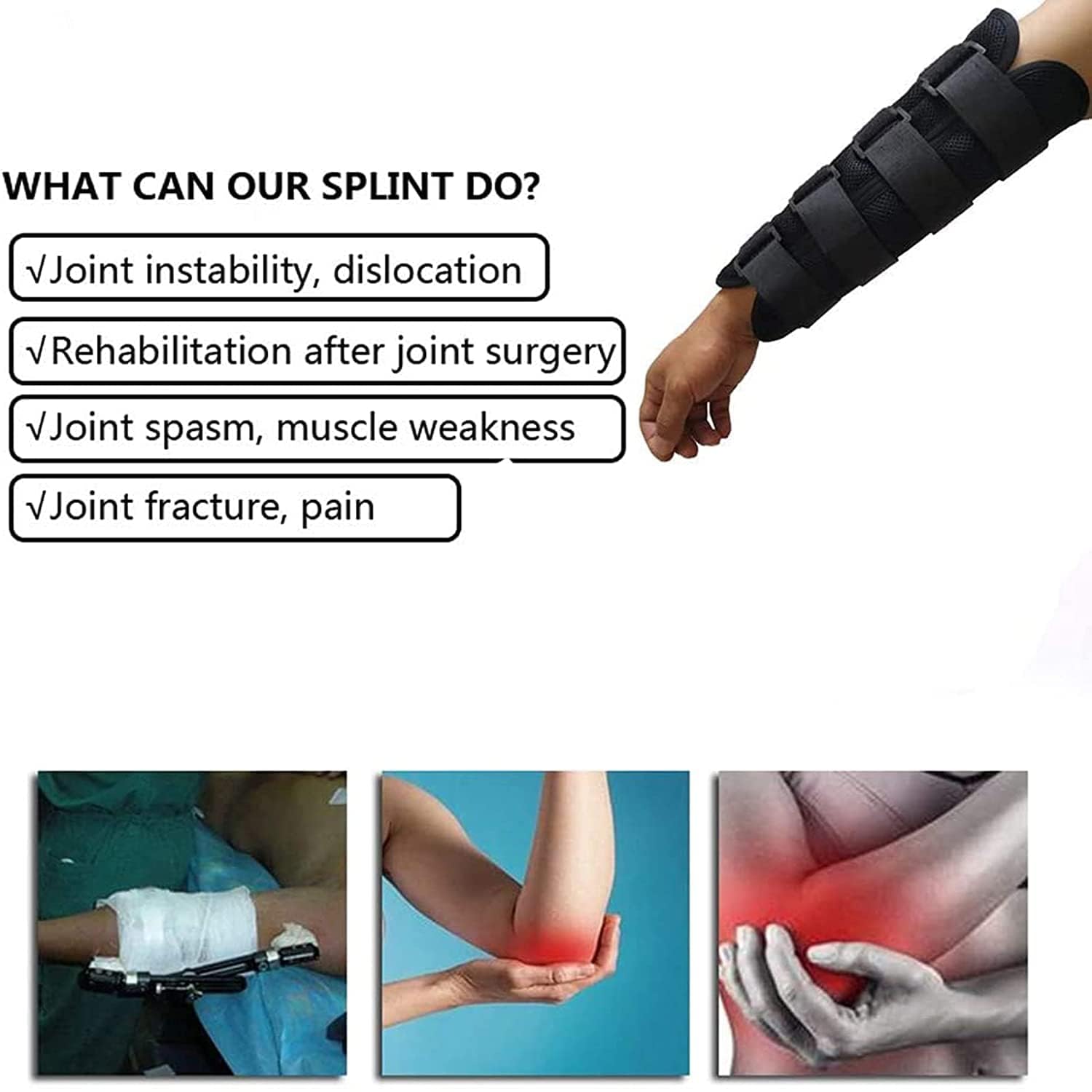 Muñequera Y Antebrazo, Abrazadera Ajustable para Antebrazo, Soporte Fijo Transpirable, Férula Nocturna, Inmovilización Transpirable De La Muñeca para La Tendinitis, S