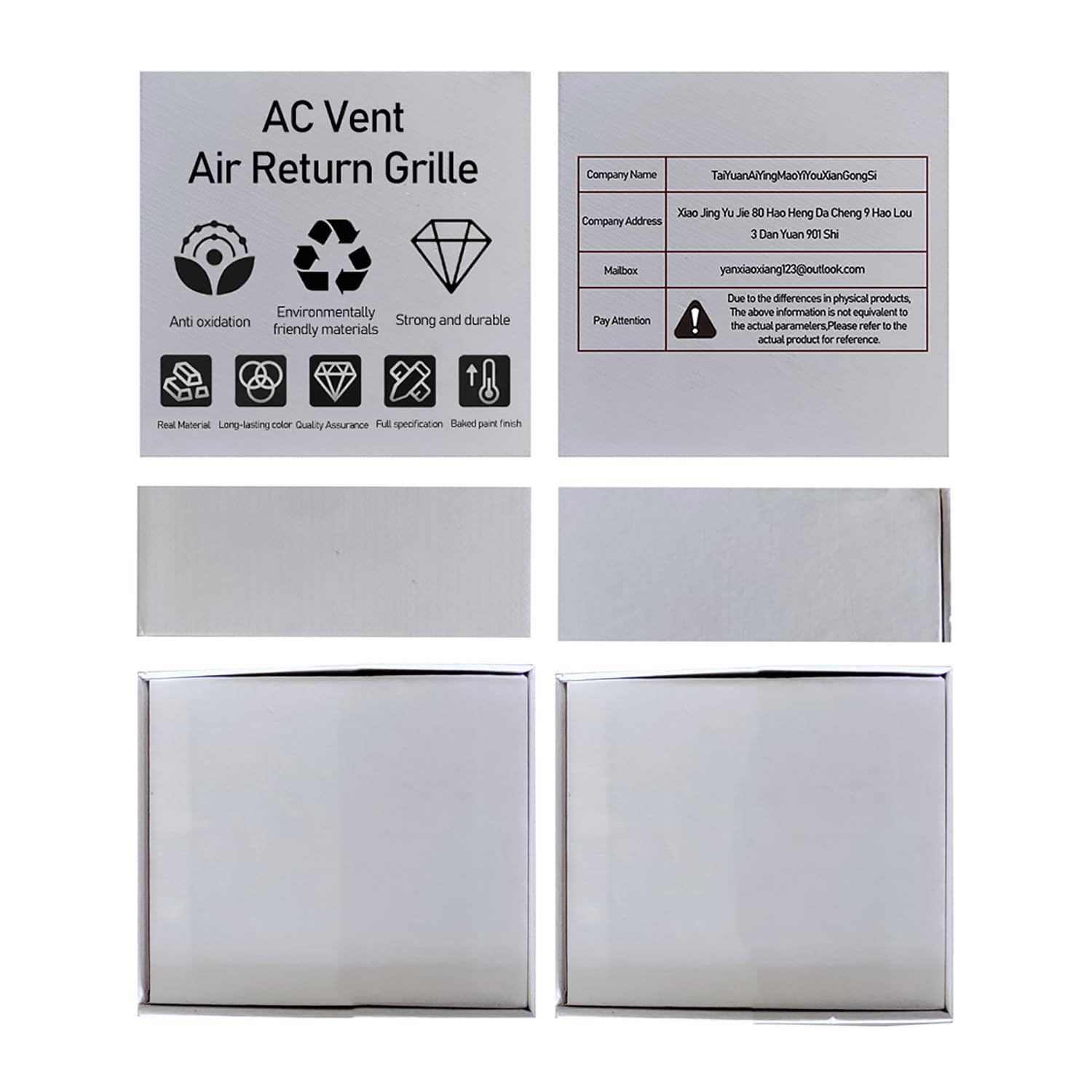 Cubierta de Ventilación de Aire Con Persiana de Doble Capa Para Pared o Techo, Rejilla de Salidas de Aire 8'' X 8'' - 4", Pared Lateral Y Techo, Difusor Cubierta Conducto Ventilación HVAC, Blanco