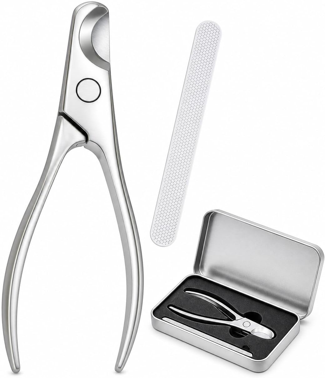 Heavy Duty Large Dog Nail Clippers for Thick Nails, Professional Pet Nail Trimmer Set with PCB Nail File and Metal Storage Tin for Medium Large Dogs