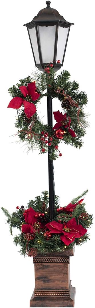 Quality Craft XL00918 Lamp Post with Planter Base Holiday Decoration, Black