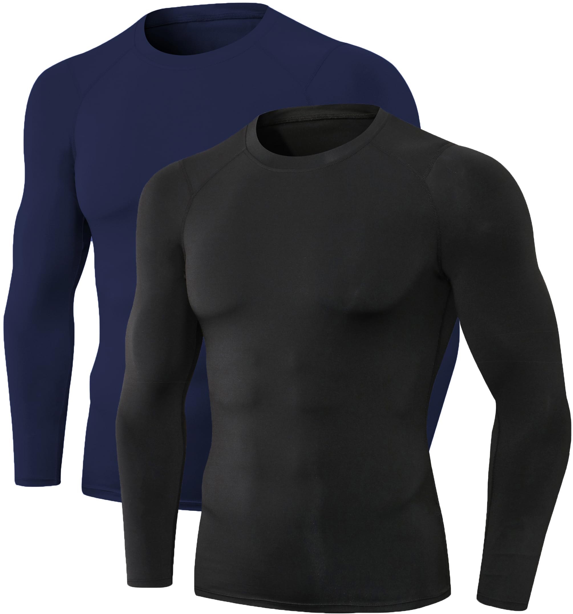 Camisas de compresión de manga larga para hombre, ropa interior deportiva fresca y seca, camiseta de entrenamiento atlético, capa base, para correr, paquete de 1/2 unidades