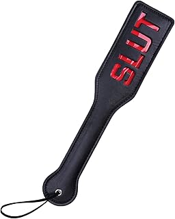 VENESUN Faux Leather Slut Spanking Paddle for Sex Play, 12.8inch Total Length Paddle for Adults, Black