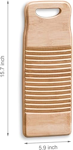 Miniatura 7 de Lakingo Tabla de lavado de mano de bambú natural para lavandería, pequeña tabla de fregar de madera, tabla de lavar rústica a la antigua, mini tabla