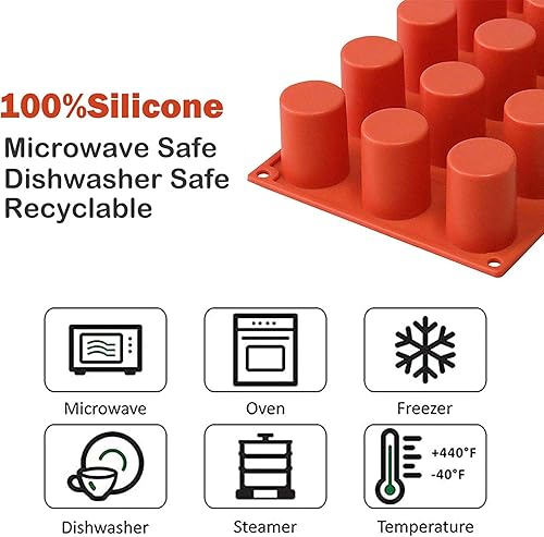 Miniatura 6 de Molde cilíndrico de silicona para fondant, 15 cavidades, molde de silicona cilíndrico, pastelería, magdalena, mousse, pudín, magdalena, suministros