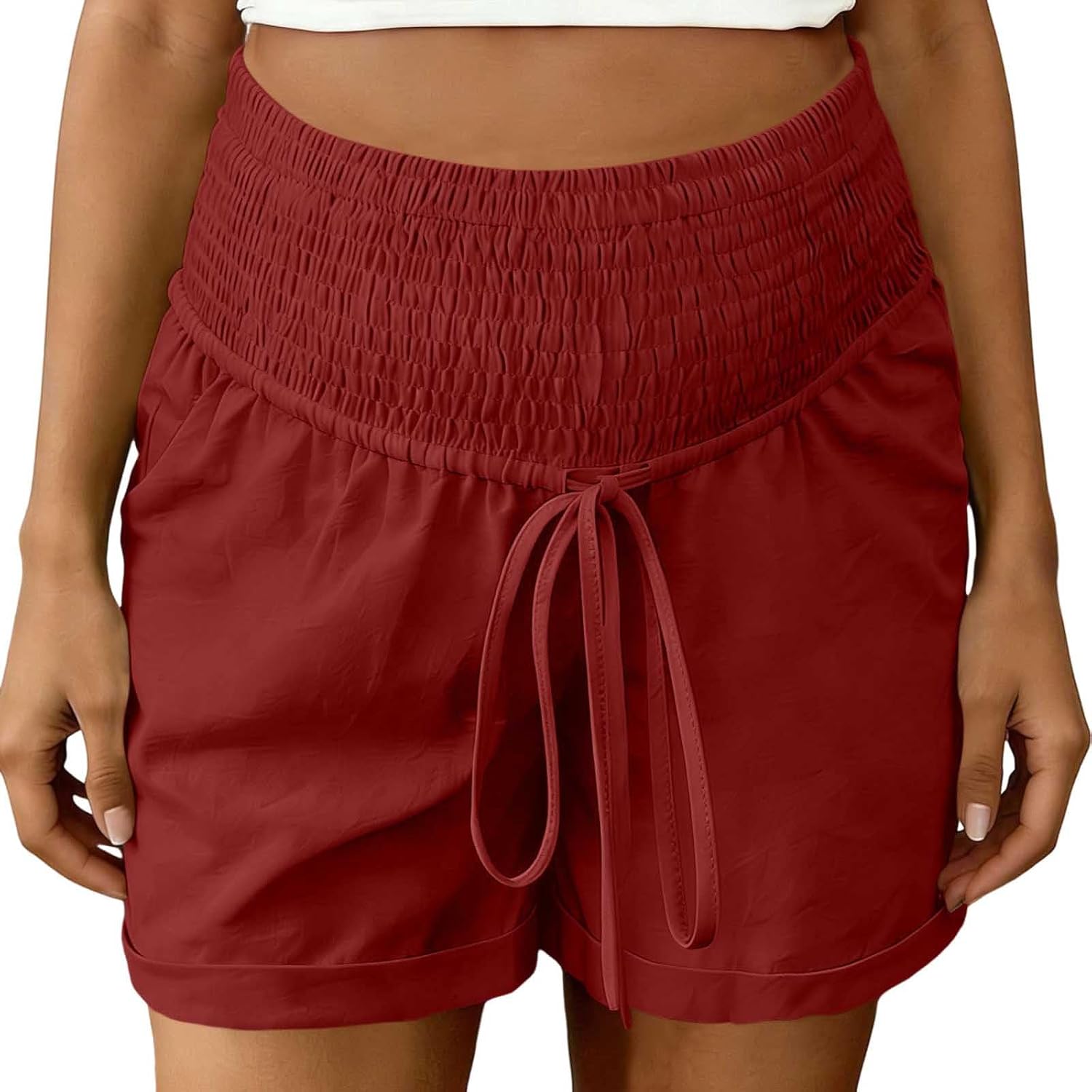 Maternity Shorts for Women Drawstring Pleated Elastic Waist Loose Lightweight Quick Dry Breathable Short 2026