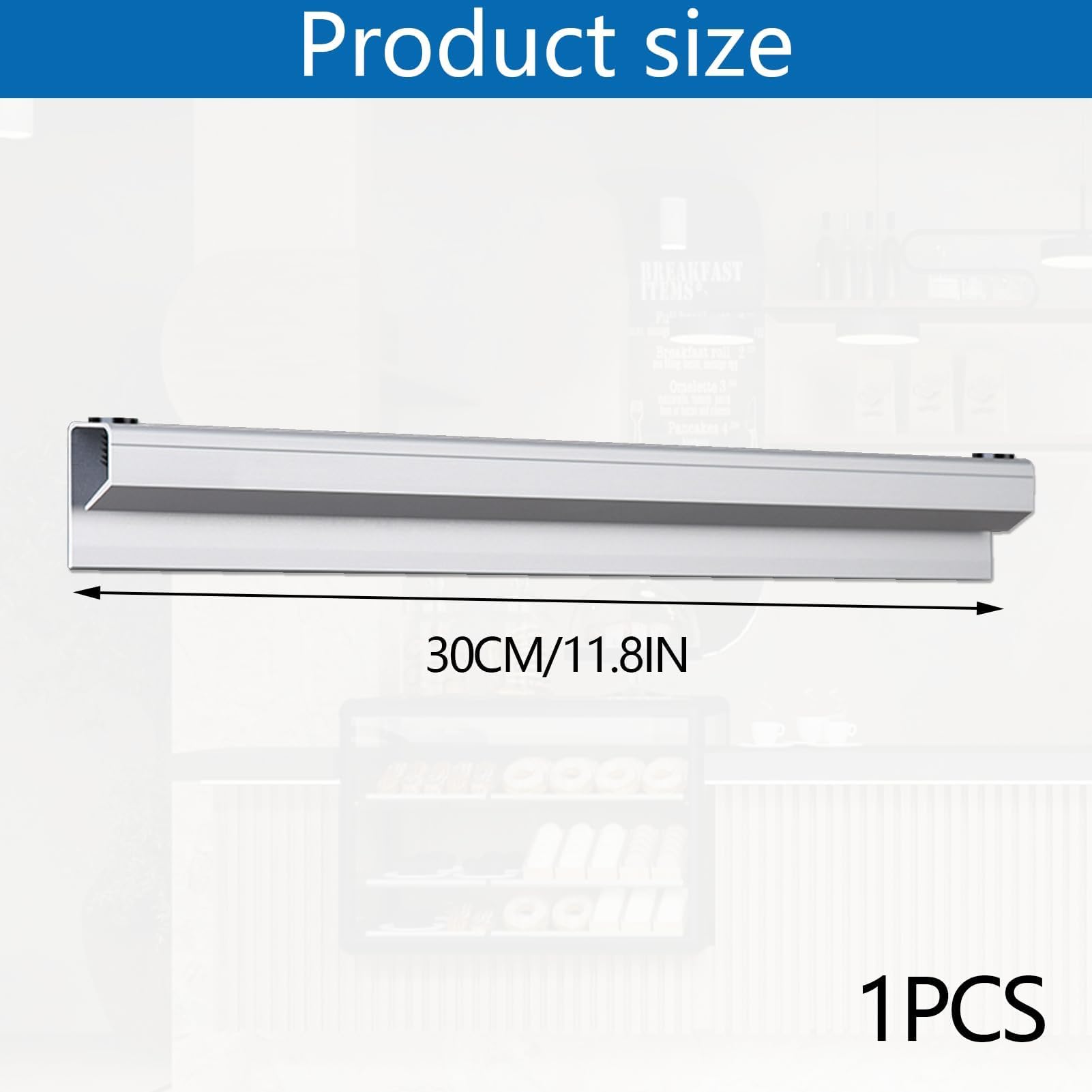 Soporte para recibos, barra de sujeción para recibos de catering, 40 cm, de aleación de aluminio, con abrazadera autoadhesiva, barra de sujeción para catering, para bar