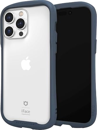 iFace Reflection Designed for iPhone 14 Pro Max Case 6.7" Cute Shockproof Hybrid [9H Tempered Glass + Bumper] Wireless Charging Compatible Clear Protective Cover for Girls, Women - Navy