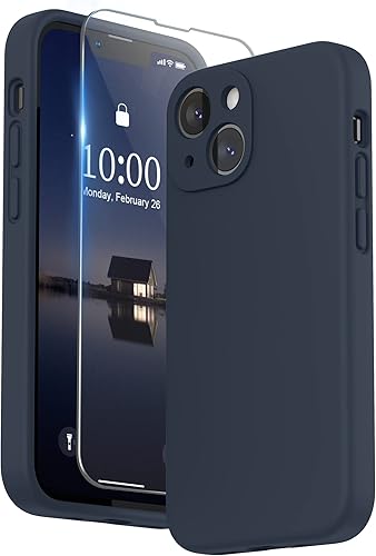 Miniatura 1 de SURPHY Funda compatible con iPhone 13 Mini con protector de pantalla, (protección de cámara + forro de microfibra suave), funda de silicona líquida