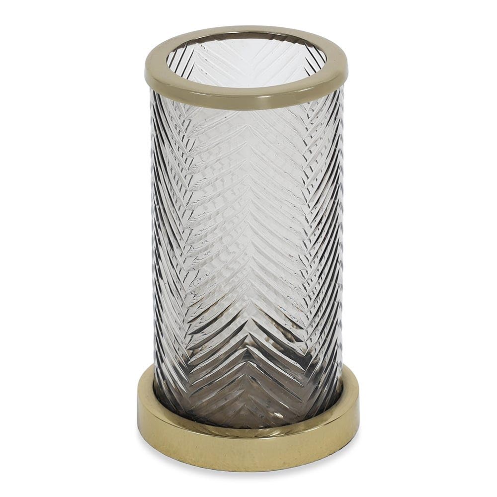 Homes r us Chevron Tumbler, Smoke & Gold - 8x14 cm