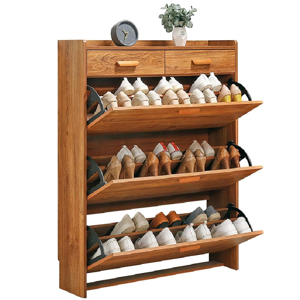 Organizador de almacenamiento de zapatos de madera con diseño compacto y construccion duradera