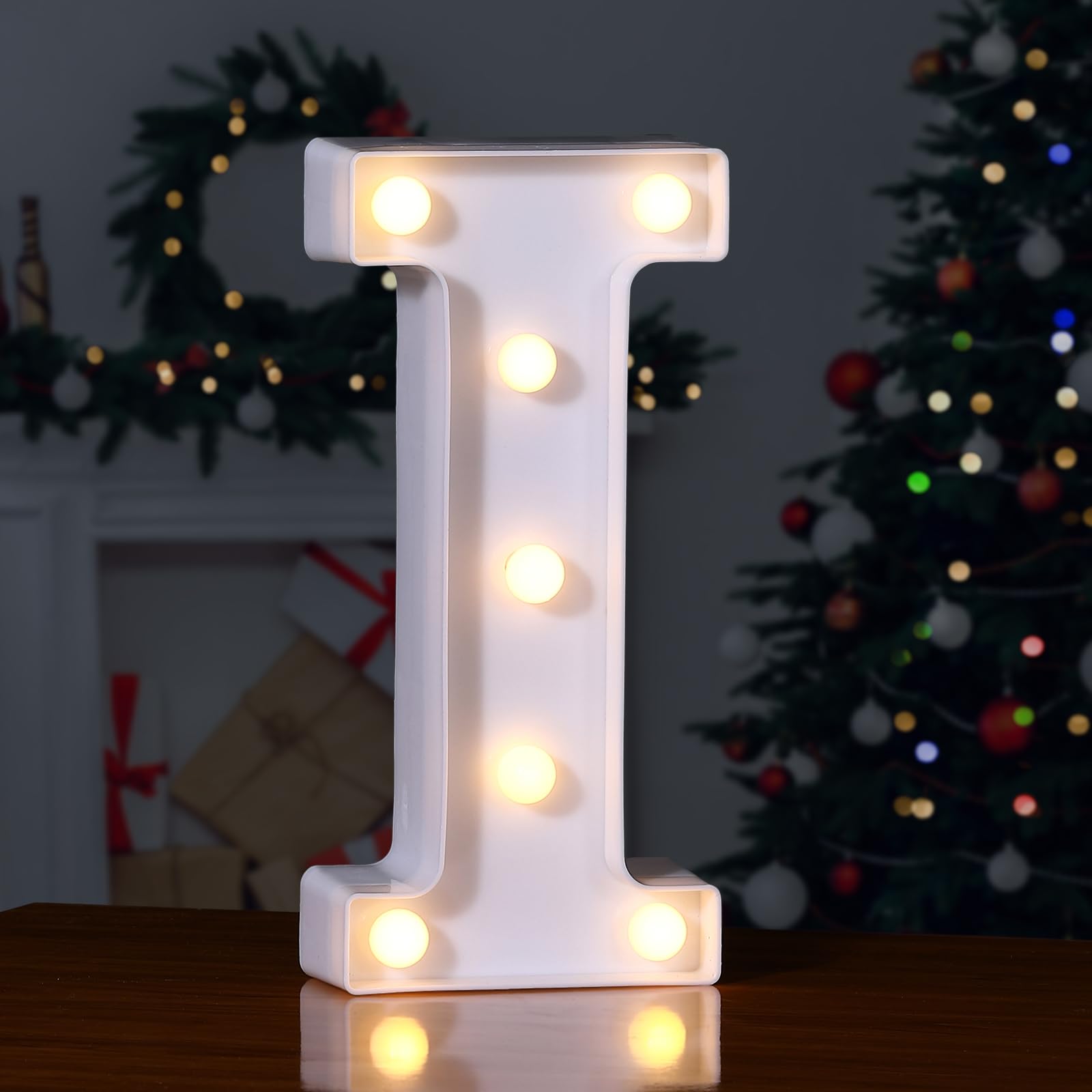 Foaky LED Letter Lights Sign 26 Alphabet Light Up Letters Sign for Night Light Wedding Birthday Party Battery Powered Christmas Lamp Home Bar Decoration (I) โ image 1