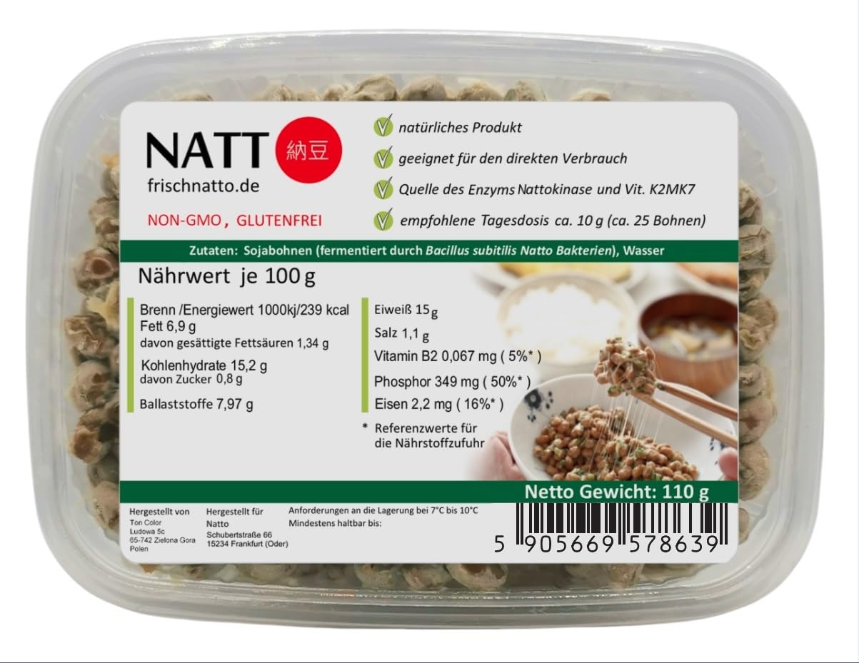Natto (fermentierte Sojabohnen) - eines der gesündesten Lebensmittel der Welt - Vitamin K2mk7, Nattokinase, Soja-Isoflavone, probiotische Bakterien