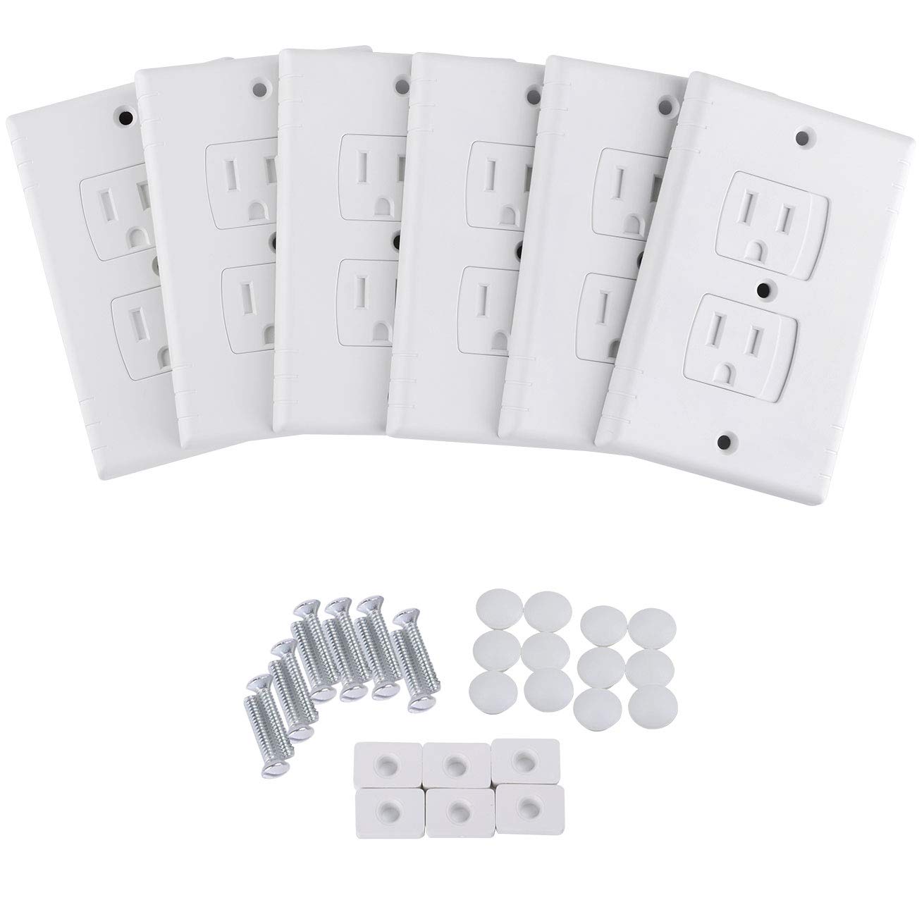 Baby Outlet Covers, Universal Self-Closing Electrical Outlet Cover, Extra Safe Child Safety Guards Wall Socket Plug, Flame Retardant ABS, BPA-Free, Best House Protection Hardware Included (6 Pack)