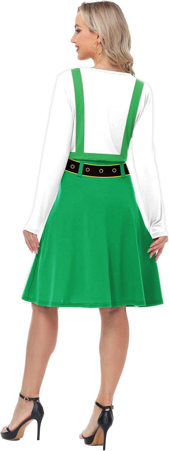 Women St Patricks Day Dress Irish Lucky Shamrock Graphic Midi Dresses S-2XL
