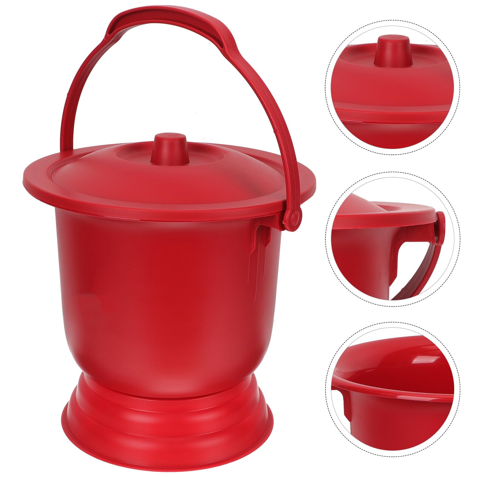Orinal Portátil Rojo de Pp Reutilizable Tapa y Asa