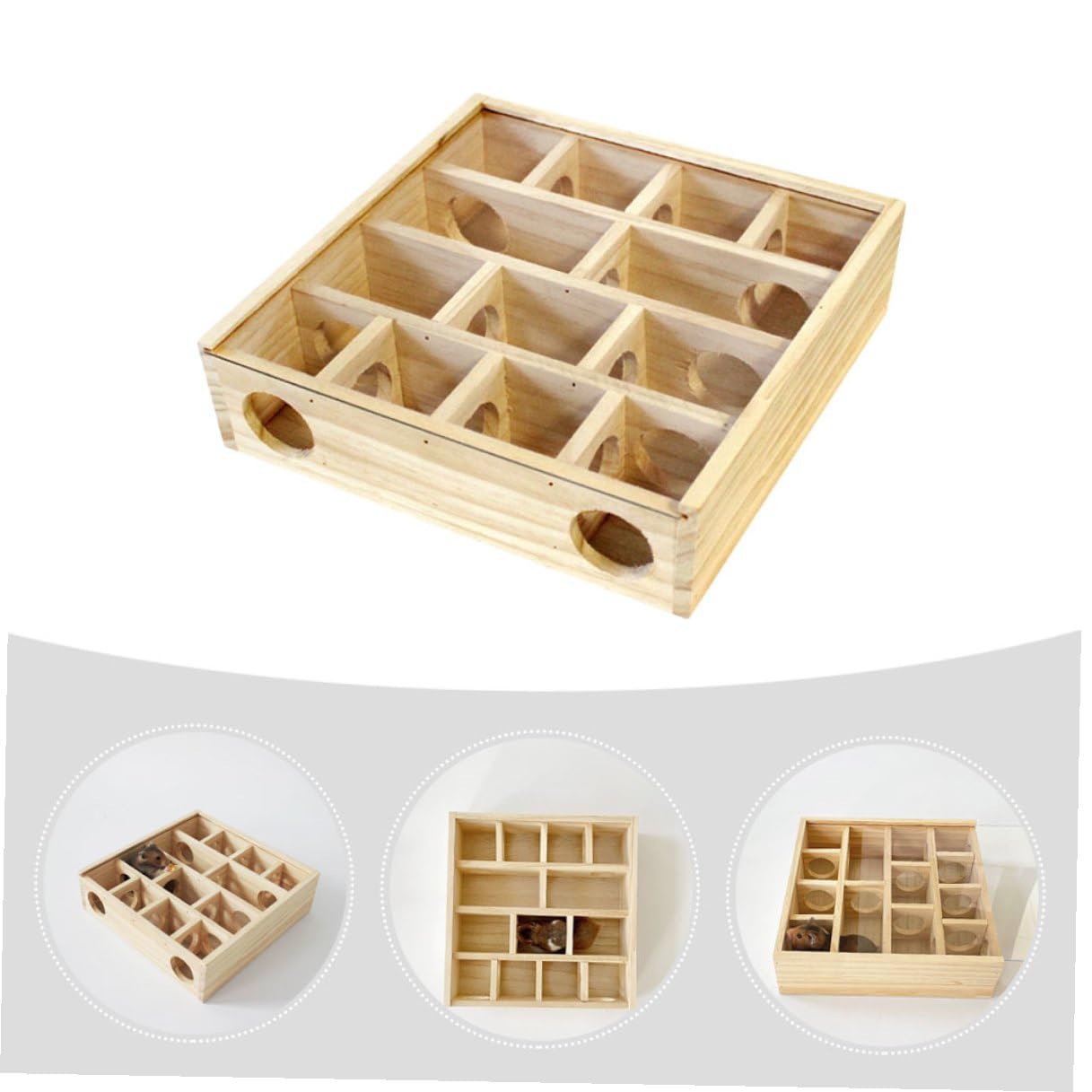 GARVALON Chinchilla Labyrinth Holzspielzeug 25x25x7cm mit Mehreren Gittern Robustes Hamster Labyrinth für Kleintiere Aktivitätsspiel für Hamster Ratten und Mäuse im Haushalt