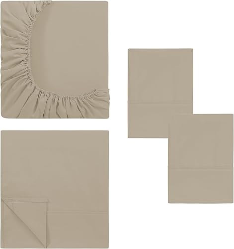 Miniatura 8 de Modern Threads Sábanas de microfibra suave, incluye sábana encimera, sábana bajera con bolsillos profundos y fundas de almohada, color liso, gris