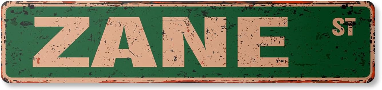 Zane Vintage Plastic Street Sign Childrens Name Room Sign | Indoor/Outdoor | 36" Wide