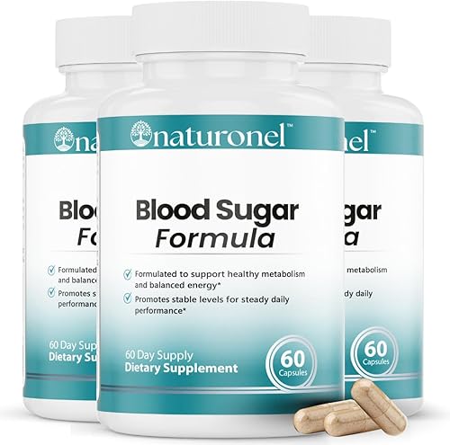 Fórmula de azúcar en la sangre (paquete de 3) Soporte metabólico con canela, plátano, melón amargo, guggul, regaliz, gimnasio, enebro, ácido alfa